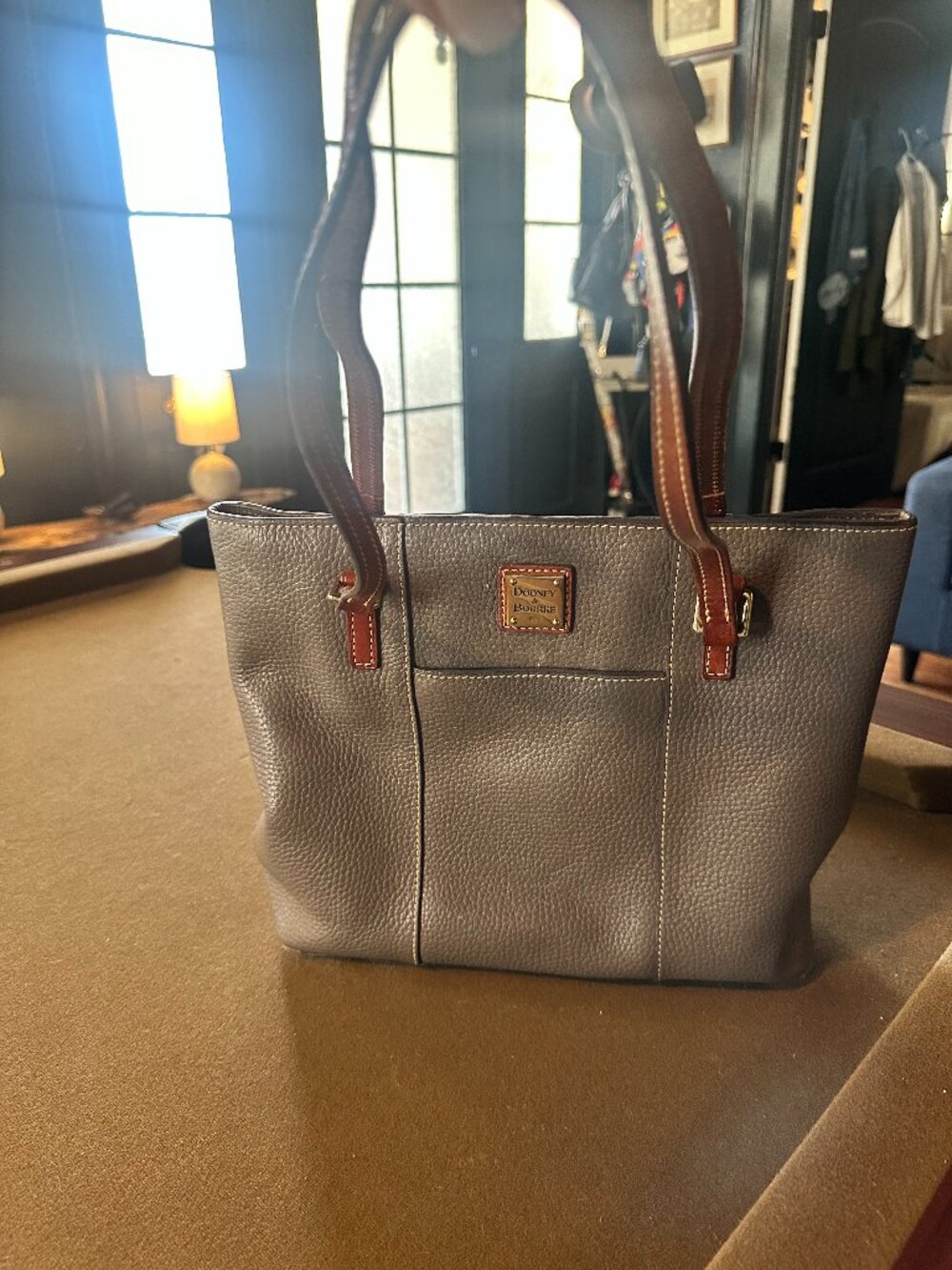 Dooney & Bourke Elephant Grey Pebble Grain Lexington Tote